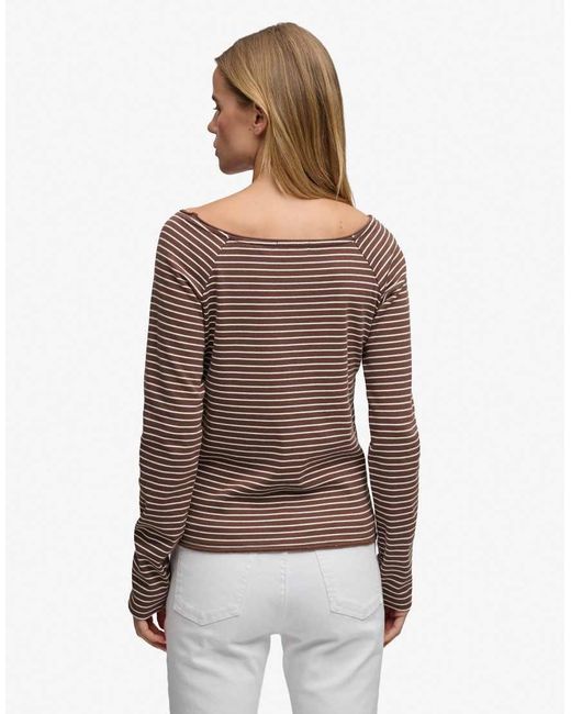 Superdry Brown Bardot Off Shoulder Top