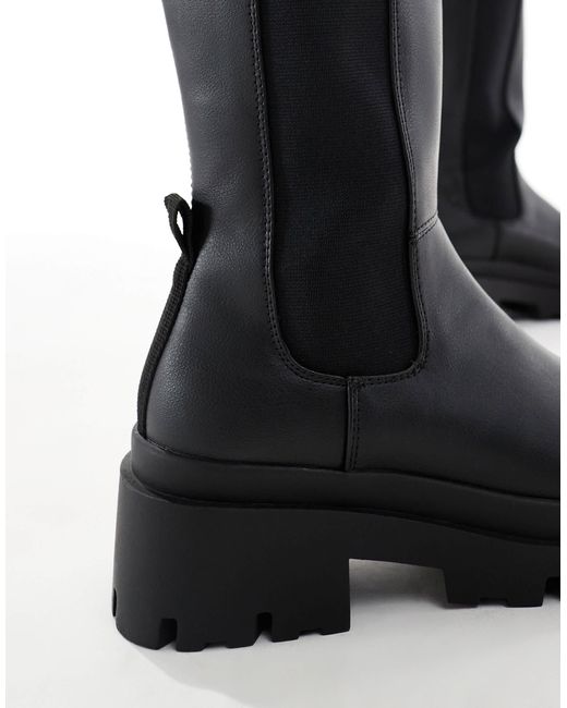 ONLY Black Faux Leather Chunky Boots
