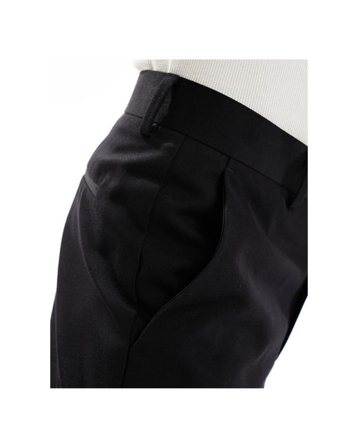 Pantaloni eleganti a fondo ampio neri con risvolto di ASOS in Black da Uomo