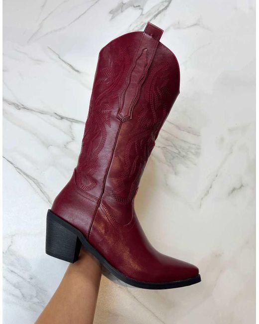 GIA STUDIOS Red Cowboy Western Boots