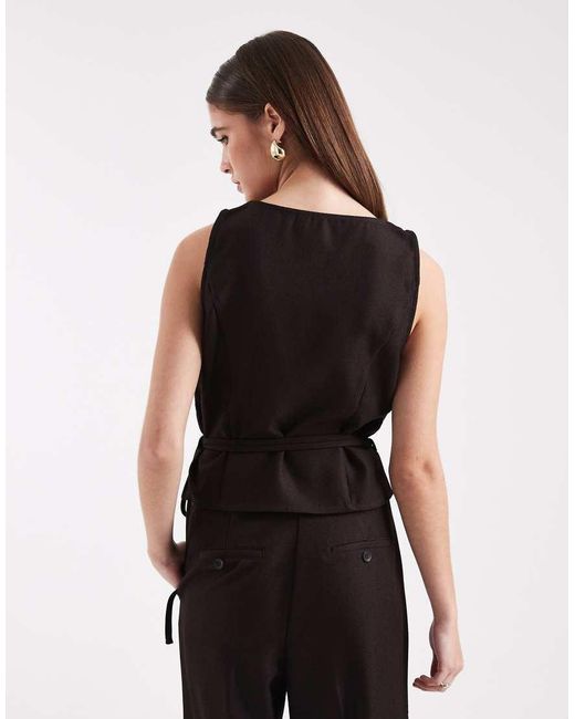 Vero Moda Black Cinched Tie Waist Waistcoat Co-ord