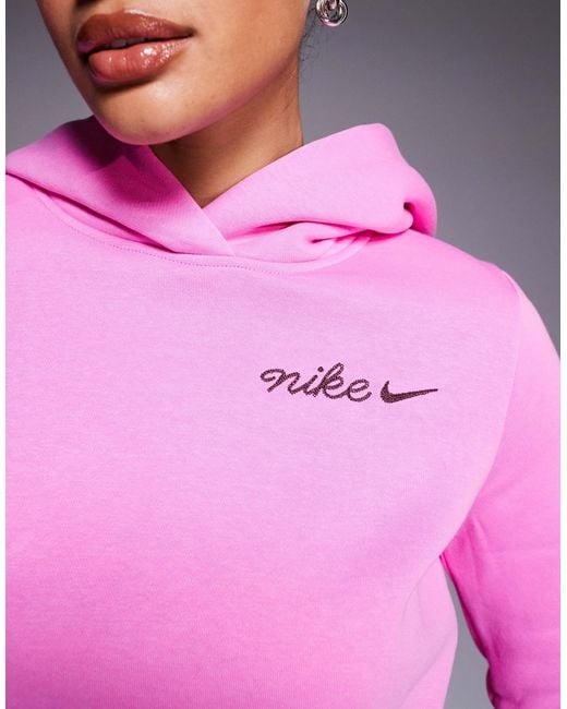 Nike Purple Script Logo Shrunken Hoodie