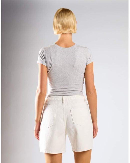 Glamorous White Slim Fit Stretchy Denim Short