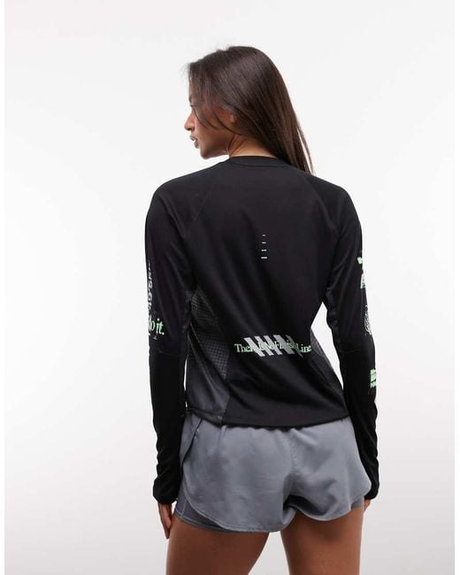 Nike Black Swift Long Sleeve Top With Graphic Print