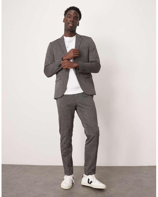 SELECTED Gray Noah Slim Fit Jersey Trousers for men