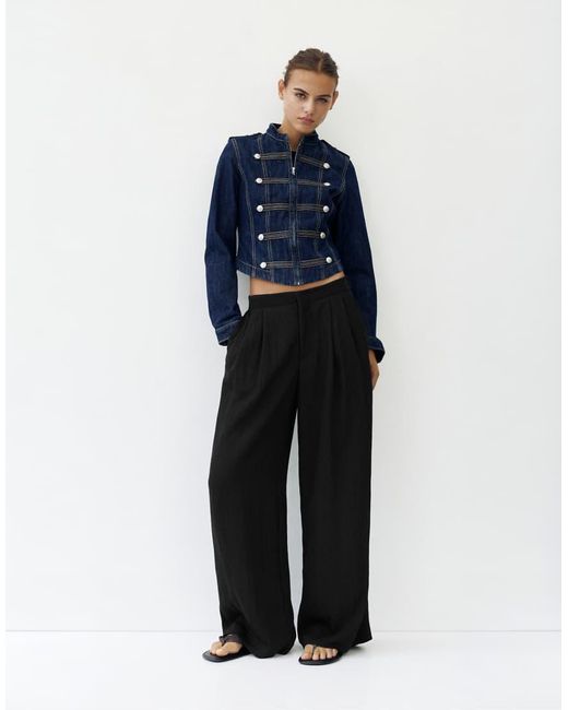 Pull&Bear Nette Broek Met Elastische Taille in het Natural