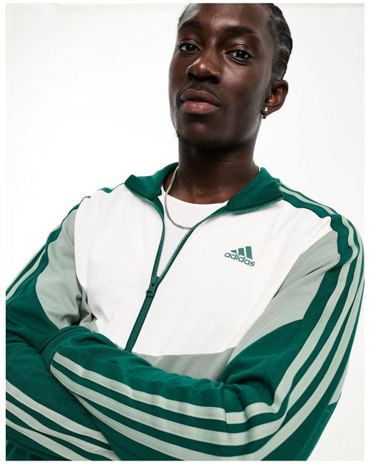 Adidas Originals Green Adidas Training Colourblock Tracksuit for men