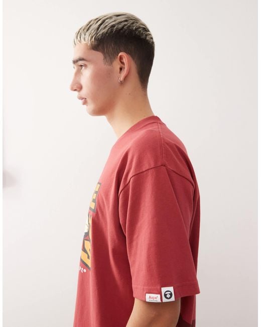 Aape By A Bathing Ape Red Aape By A Bathing Ape Boxy T-shirt for men