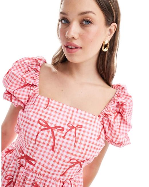 Miss Selfridge Pink Poplin Tiered Mini Smock Dress