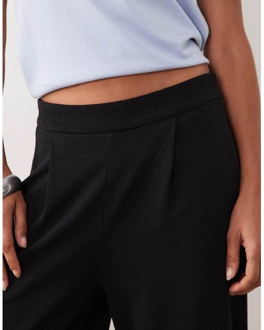 Vila Black Wide Leg Pleated Trousers