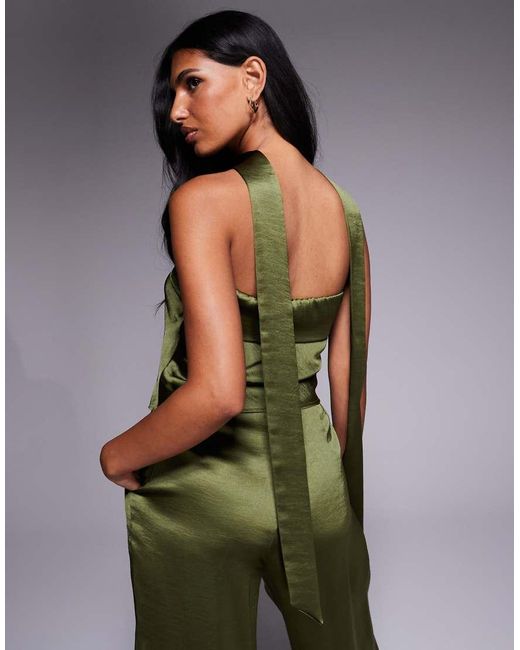 TFNC London Green Bandeau Top With Neck Scarf Detail