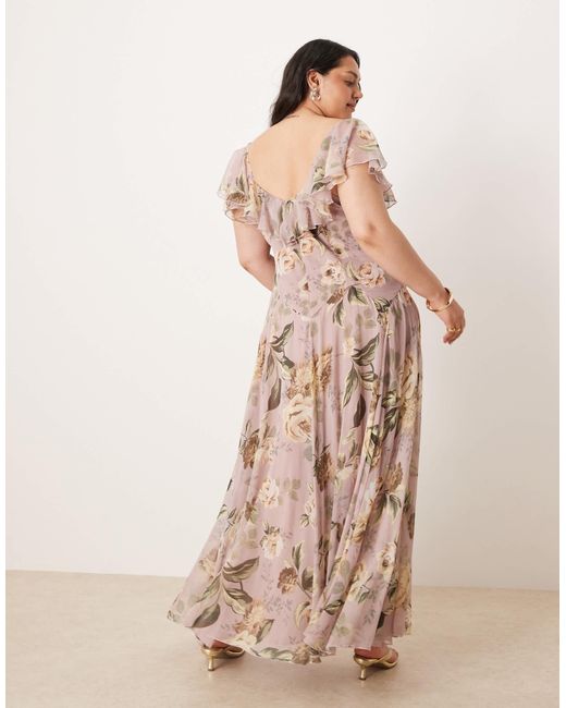 ASOS Natural Asos Design Curve Dropped Waist Full Skirt Midi Dress