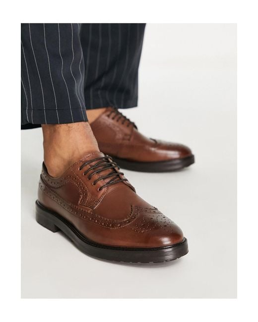 ASOS Brown Brogue Shoes With Chunky Sole for men