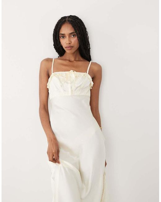 Miss Selfridge Natural Satin Tie Front Cami Maxi Dress