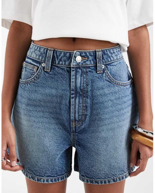ASOS Blue Denim Longer A Line Shorts