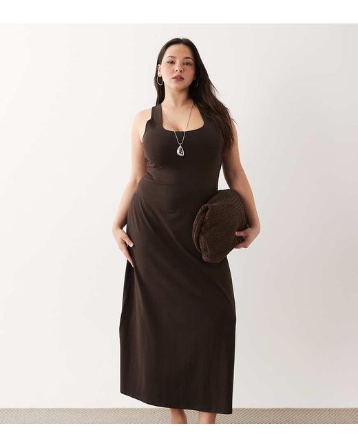 ASOS Black Asos Design Curve Scoop Neck Maxi Dress