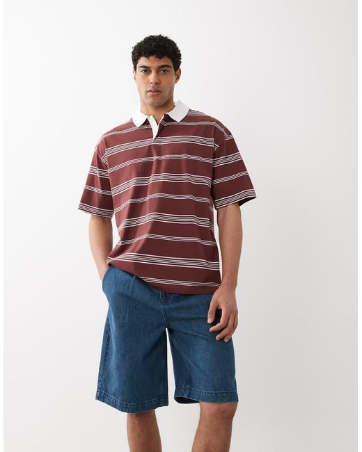 ASOS Red Loose Denim Jorts for men