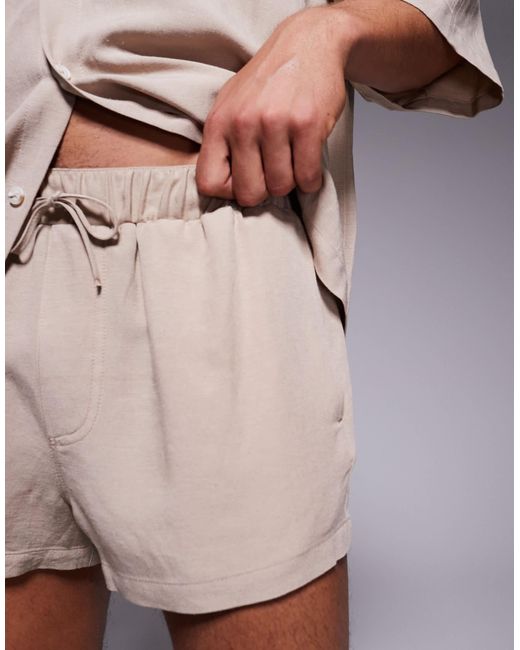ASOS Natural Linen Blend Shorts for men