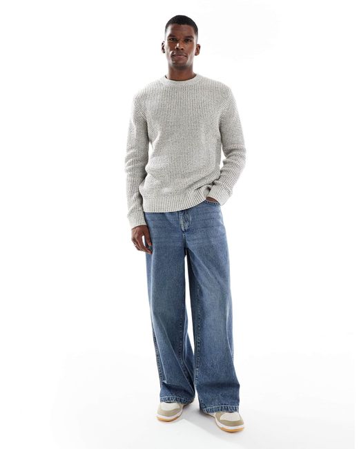 Jack & Jones – strickpullover mit waffelstruktur aus garn in Gray für Herren