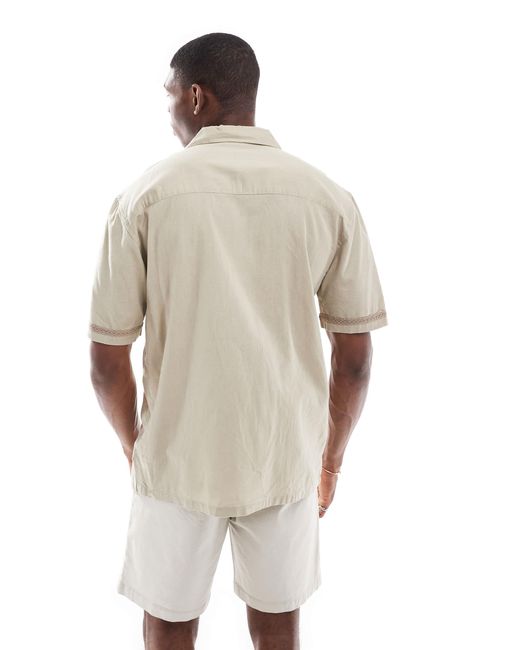 Threadbare – kurzärmliges baumwoll-hemd in Natural für Herren