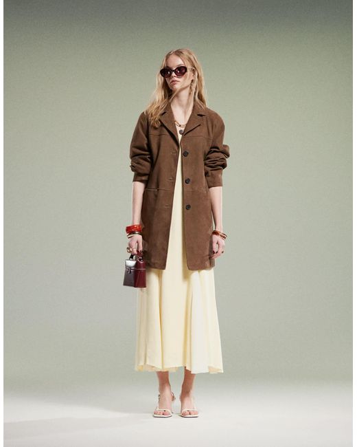 ASOS Green Mid Length Real Suede Jacket