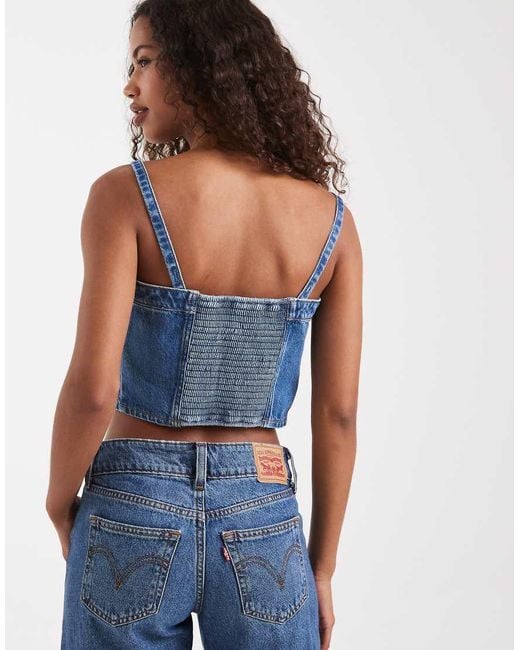 Levi's Blue Denim Corset With Front Pockets