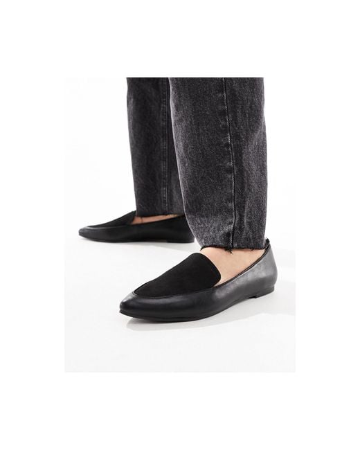 London Rebel Black Pointed Flat Loafers