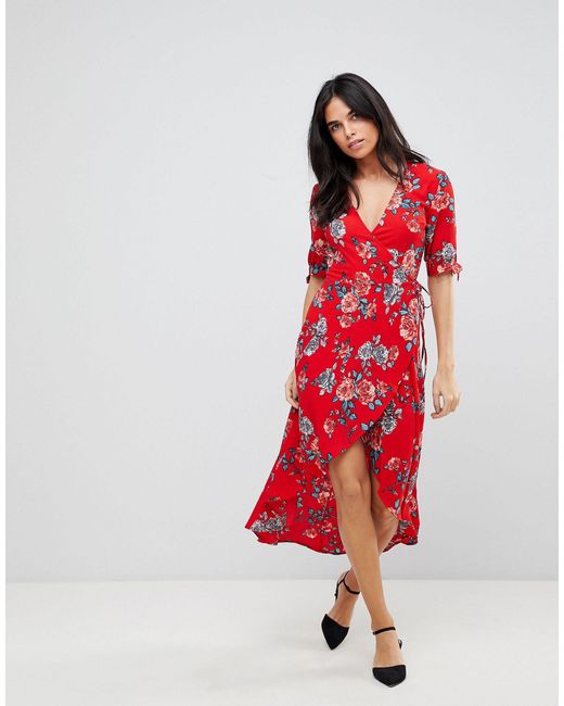 navy floral wrap dress ax paris