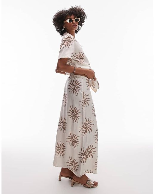 princess polly baby blue dress Beige Embroidered Beach Maxi Skirt main image 1
