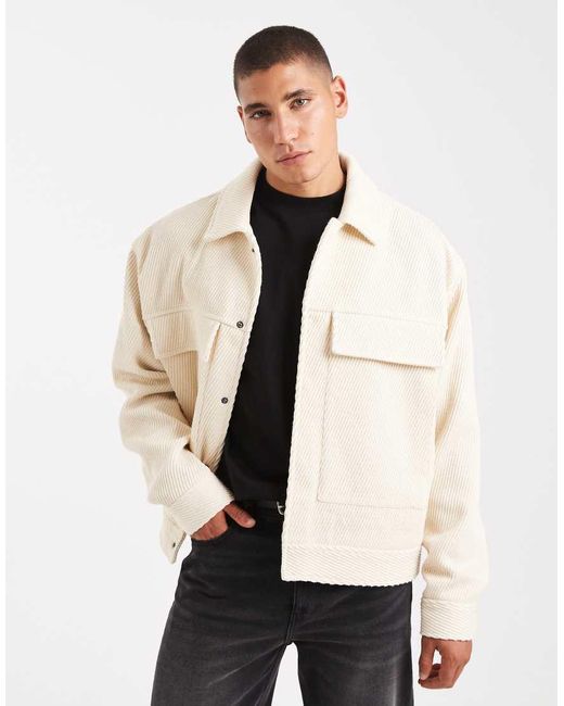 ASOS Natural Wool Look Harrington Jacket for men