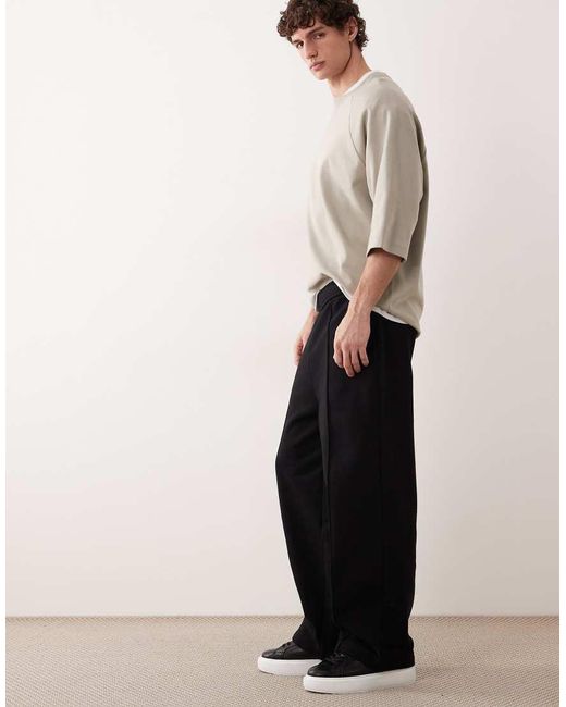 ASOS COLLECTIVE Black Loose Fit Super Heavyweight joggers for men