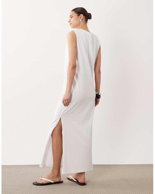 ASOS Natural Shoulder Pad T-Shirt Midi Dress
