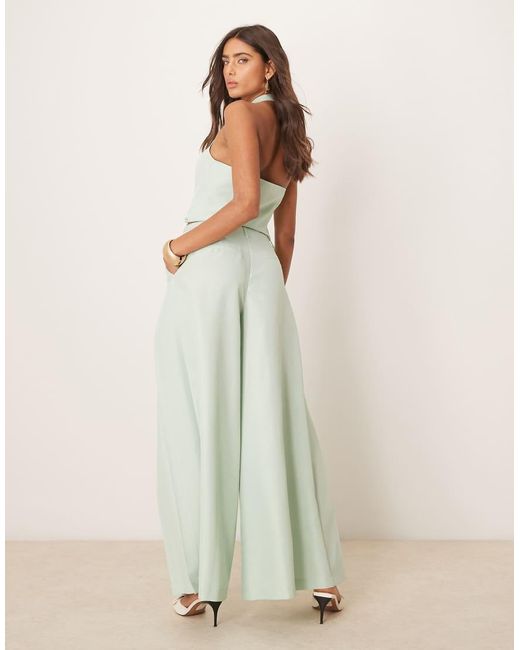 Pantalones De Sastre Verde De Pernera Muy Ancha Con Detalle De Pinzas De (Parte De Un Conjunto)-Azul ASOS de color Natural