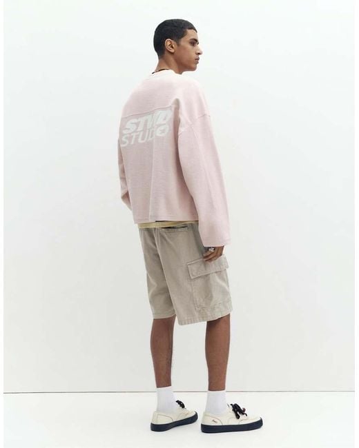 Pull&Bear Natural Ripstop Cargo Bermuda Shorts for men