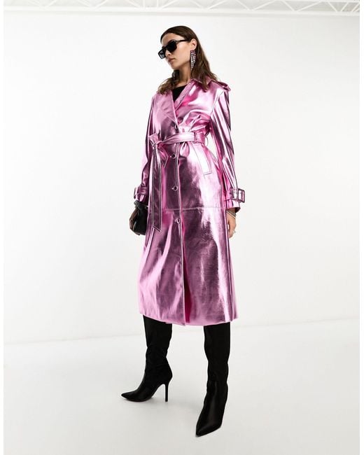 Amy Lynn Pink Lupe Trench Coat