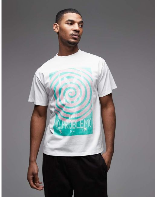 No Problemo Gray 100% Cotton T-shirt With Spiral Front Graphic for men