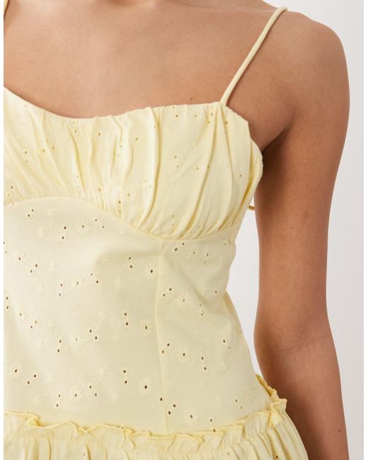 ASOS Natural Broderie Cami Mini Dress