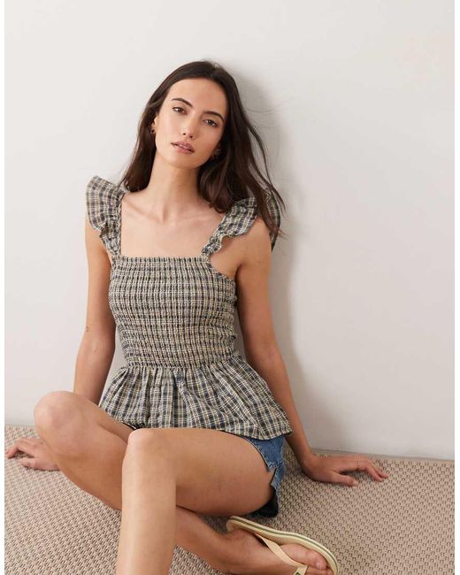 Jdy Brown Peplum Smock Top