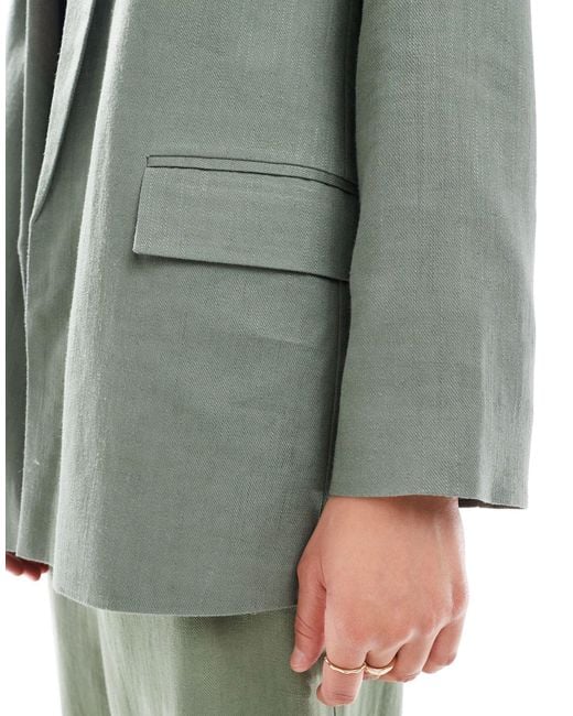 ASOS Green Relaxed Blazer With Linen