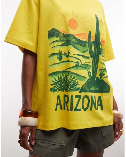 ASOS Yellow Oversized T-Shirt With Arizona Painting