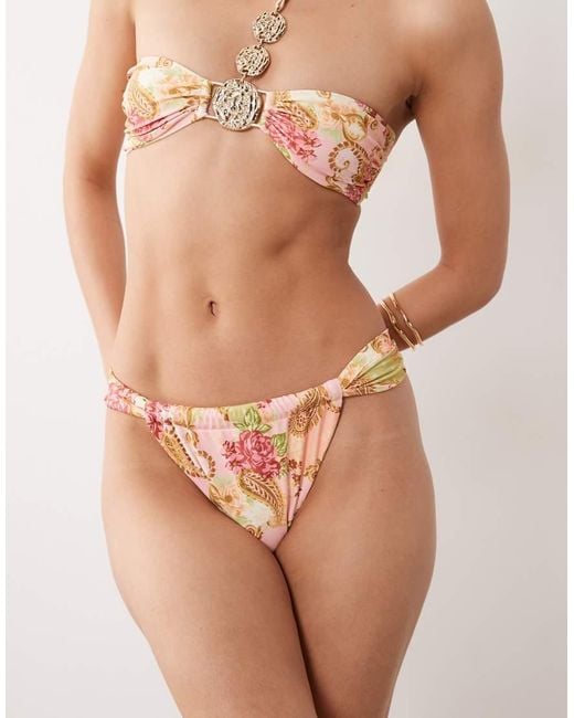 Miss Selfridge Natural High Leg Bikini Bottom