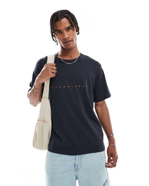 Jack & Jones Blue T-shirt With Front Logo for men