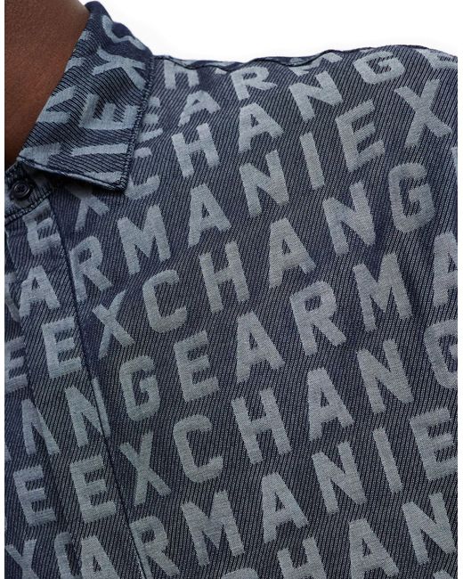 Chemise d'ensemble à manches courtes en jacquard avec logo sur l'ensemble Armani Exchange pour homme en coloris Blue