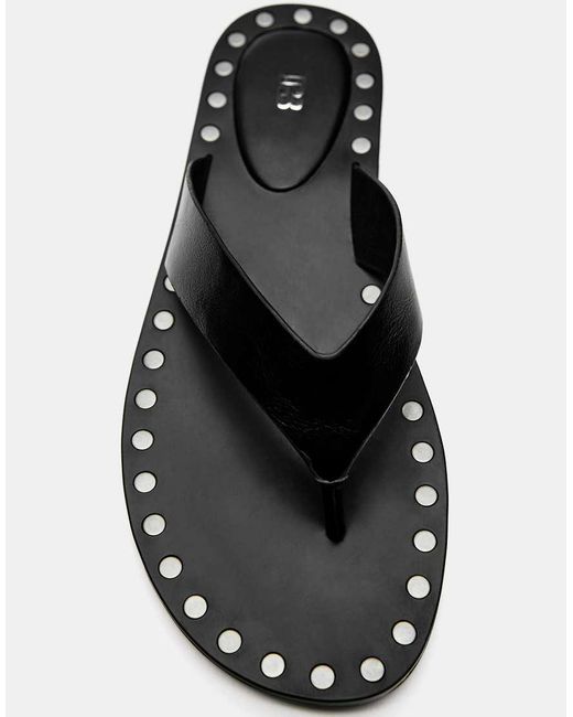 Pull&Bear Black Flat Studded Sandals