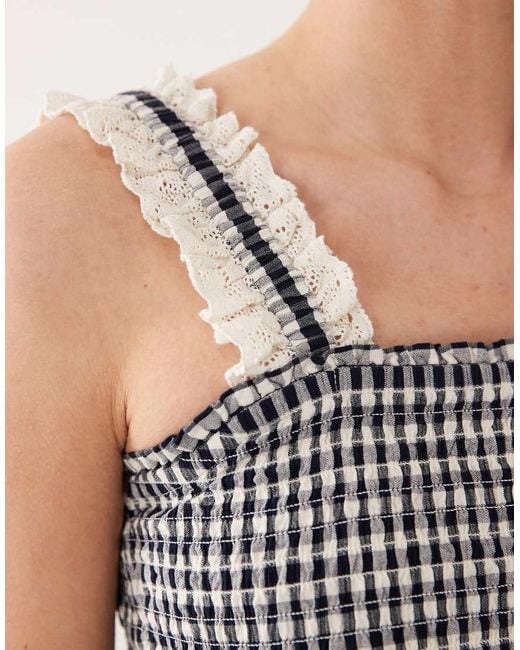 Nobody's Child Gray Lace Trim Shirred Bodice Cami Top Co-Ord