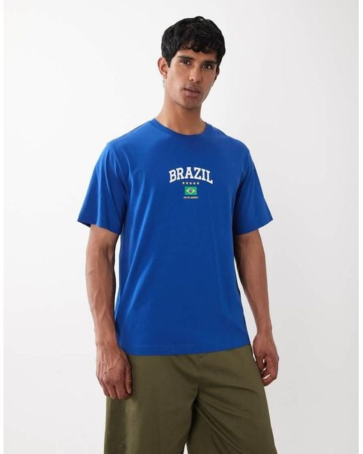Jack & Jones Blue World Cup Brazil T-shirt for men