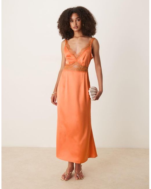 Never Fully Dressed Orange Mimi Slip Midaxi Dress