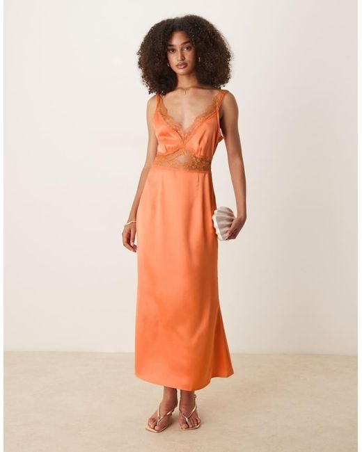 Never Fully Dressed Orange Mimi Slip Midaxi Dress
