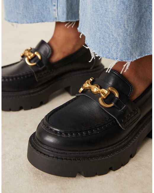 ASOS Black Milan Chunky Chain Detail Loafers