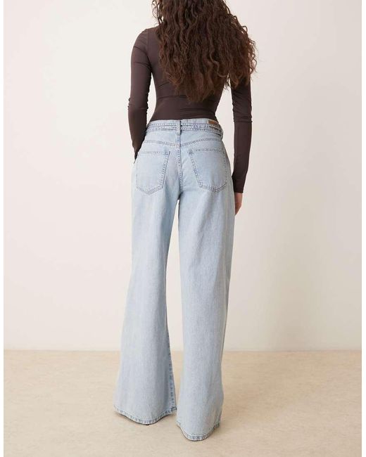 Gina Tricot Blue Tie Detail Wide Leg Jeans